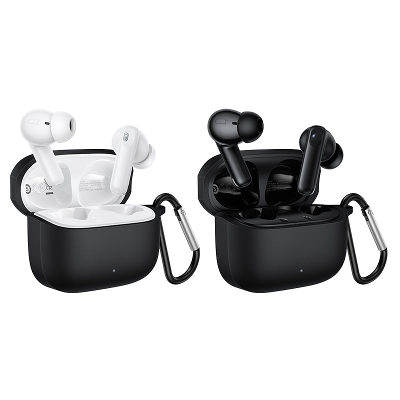Semi-In-Ear TWS Earbuds with 7 Hours, Carry Case and Snap Hook (EQ30) White