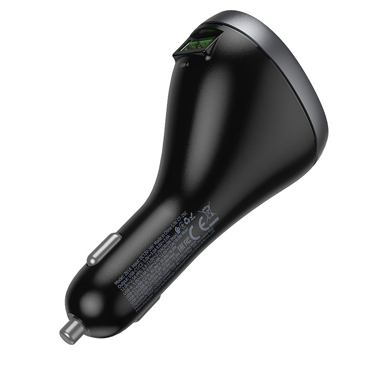 60W Super Fast Car Charger & Cigarette Lighter Splitter | 3 Ports (2 USB-C + 1 USB-A) & LED Display (Z61A)