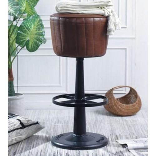 Industrial Leather Barstool