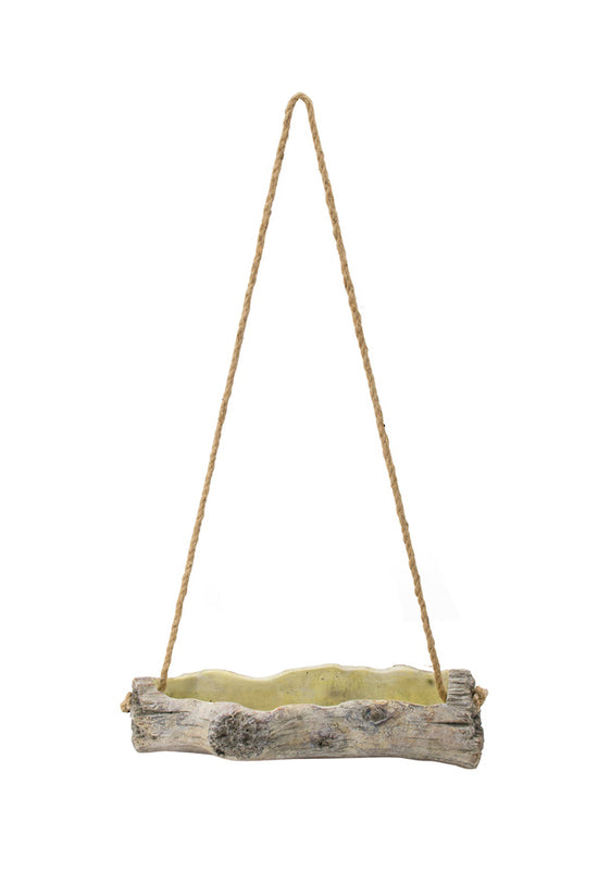 Log Cement Hanging Planter Large