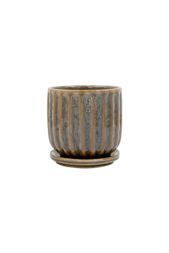 Leonie Brackish Glaze Planter w/Saucer