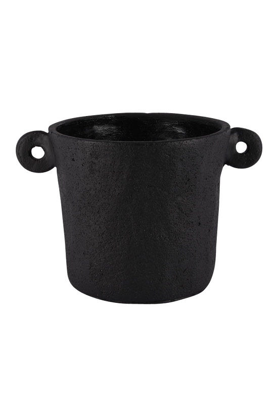 Side Handle Cement Planter Black