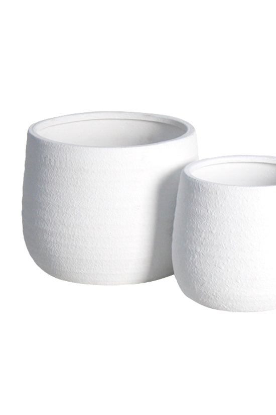 Kianna White Bellied Cover Pot - Small