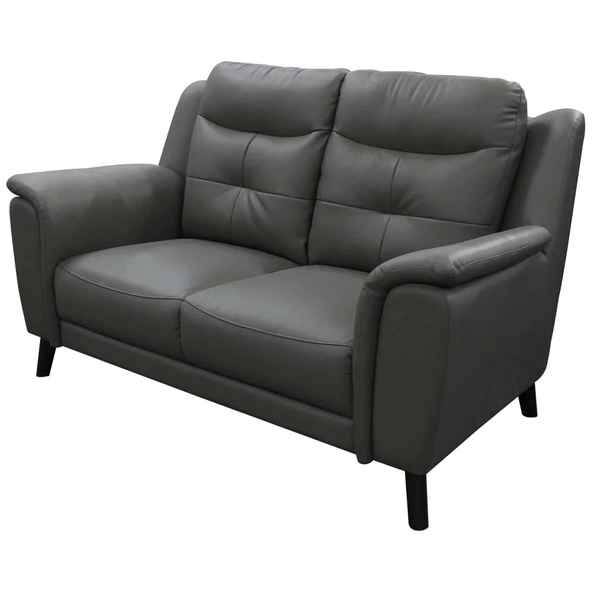 Opal Leather 2 Seat Sofa - Gun Metal