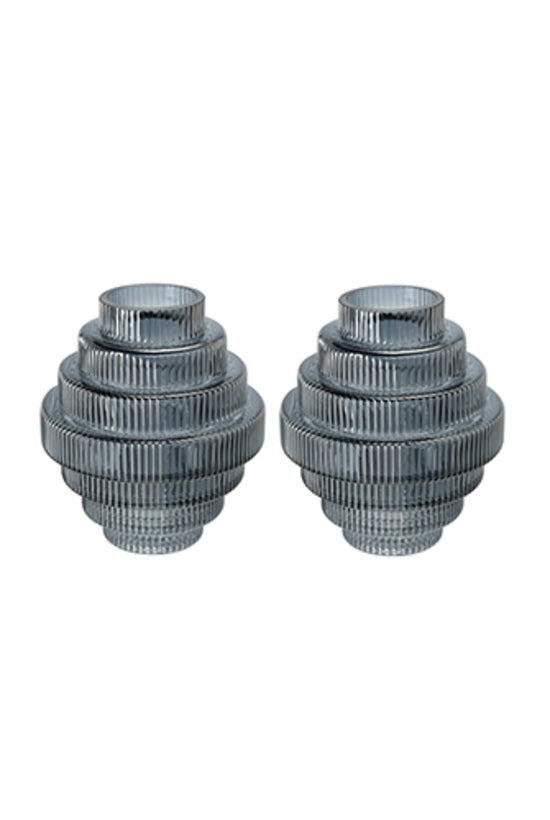 Esti Small Stepped Glass Vases Set of 2 Smoke