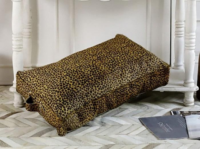 Leopard Leather Pouf