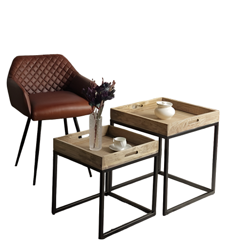 Wooden Tray Side Table Nest Set/2