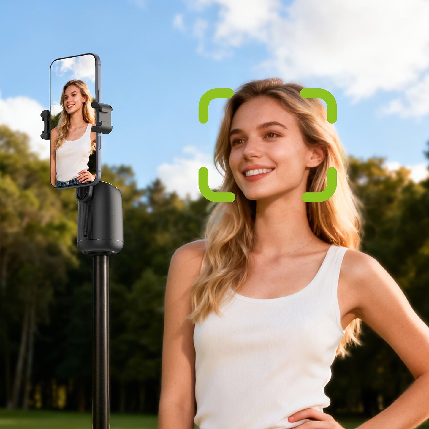 360° AI Face Tracking Smart Mount | Auto-Tracking PTZ Phone Holder for Vlogging & Streaming (E44)