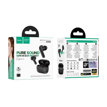 Semi-In-Ear TWS Earbuds with 7 Hours, Carry Case and Snap Hook (EQ30) White