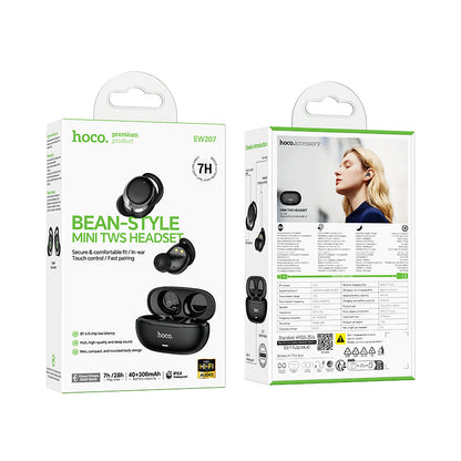 Comfortable Bean-Style Mini TWS Earbuds with 7 Hours, IPX4 Waterproofing (EW207)