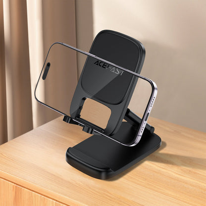 Premium Foldable Desktop Phone Stand | Adjustable Dual-Axis Mobile Holder with Retractable Arm (E45)