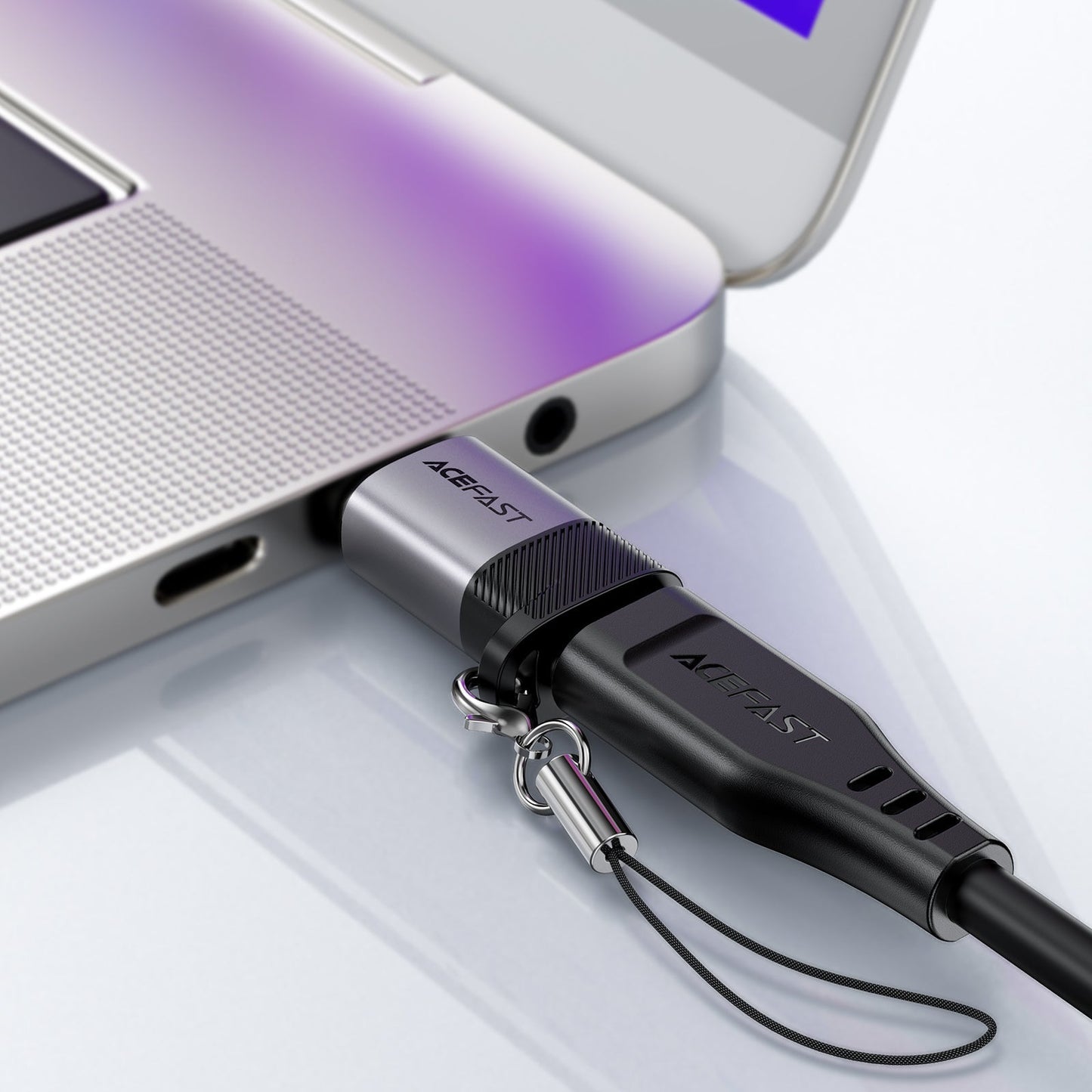 Premium Nylon Braided Lightning to USB-C Adapter | 60W Fast Charging & Data Sync Dongle (J19)