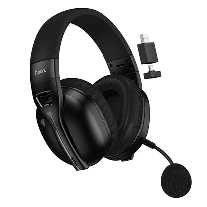 Premium Wireless Gaming Headset with Detachable Microphone, Wired Mode, 2.4G & Bluetooth Dual Wireless Mode (W114)