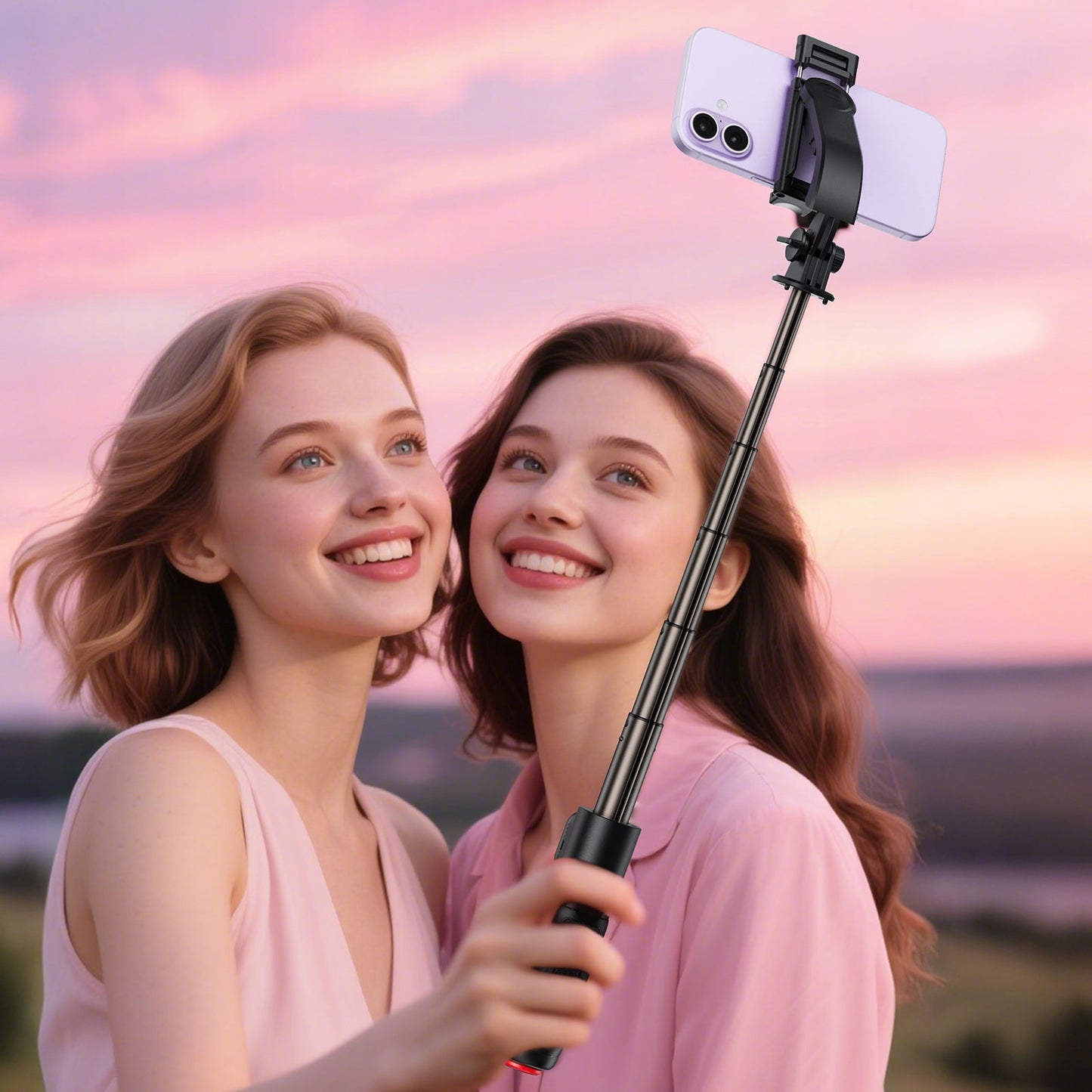 Premium 0.63m Selfie Stick with Drop-to-Open Tripod | Mini Portable Aluminum Stand with Bluetooth Remote (E43)