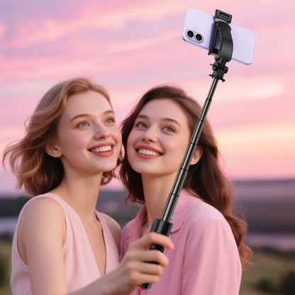 Premium 0.63m Selfie Stick with Drop-to-Open Tripod | Mini Portable Aluminum Stand with Bluetooth Remote (E43)