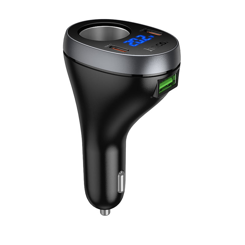 60W Super Fast Car Charger & Cigarette Lighter Splitter | 3 Ports (2 USB-C + 1 USB-A) & LED Display (Z61A)