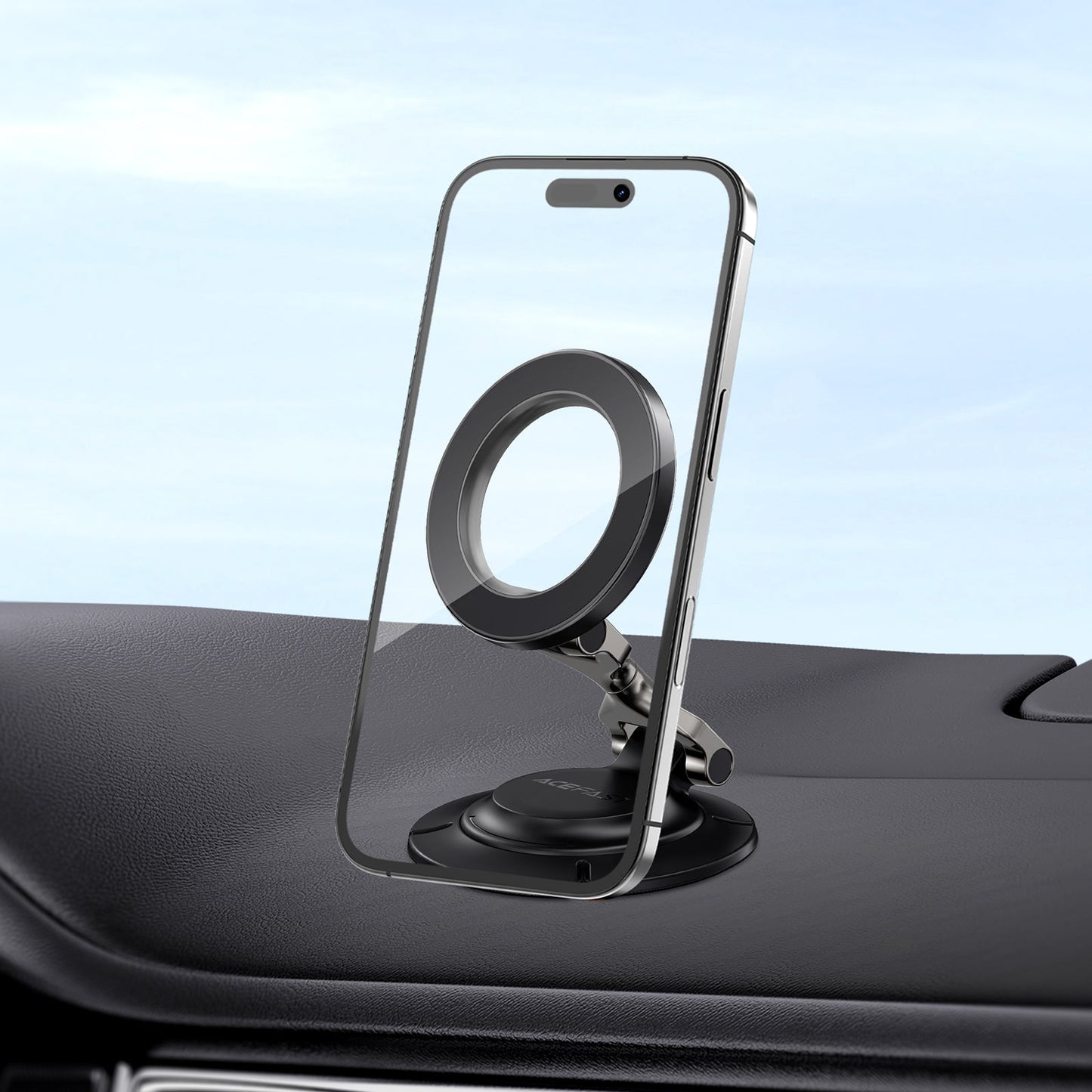 Magnetic Foldable Car Phone Holder | Premium 3-Axis Adjustable Dashboard Mount (D64)