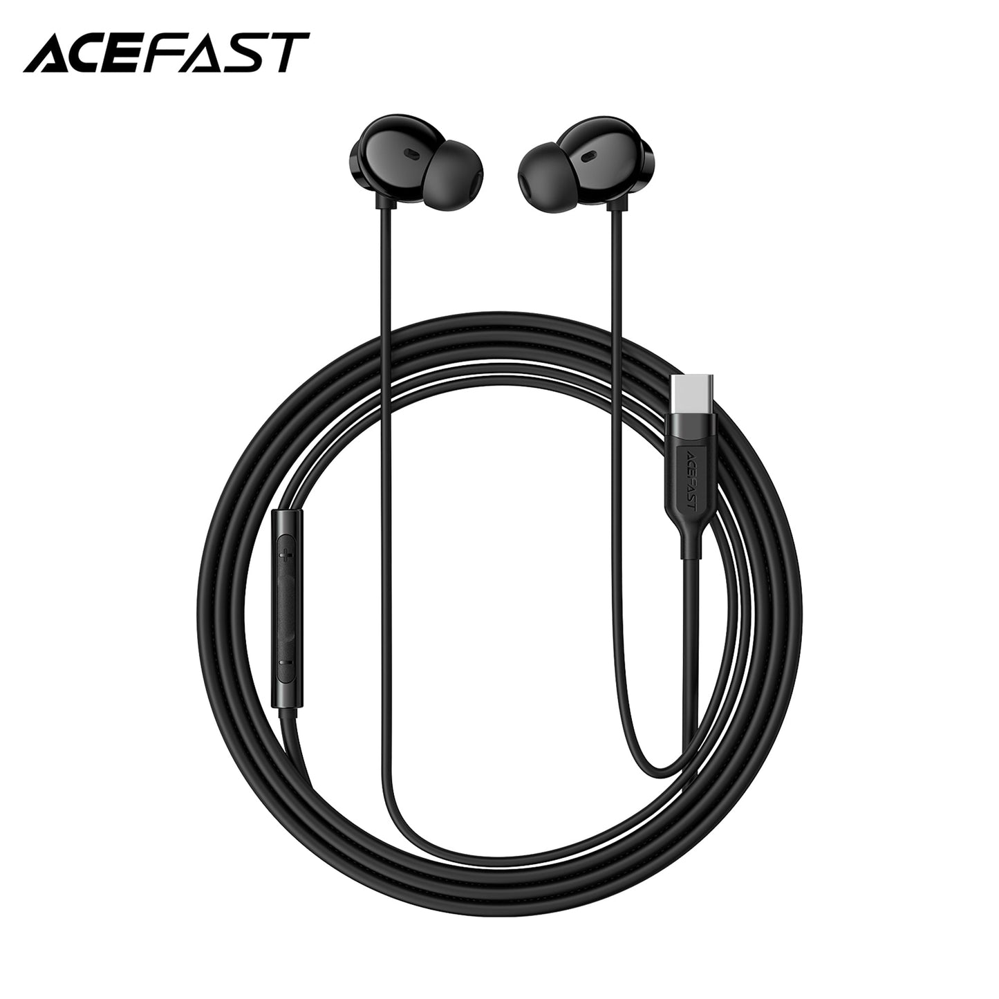 Universal Digital USB-C Wired Earphones with Microphone, Silicon Wire (L10) Black