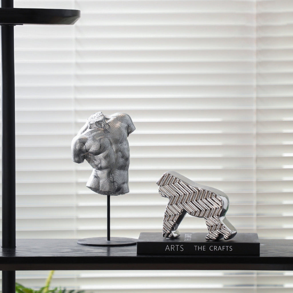 Gorilla Statue Silver