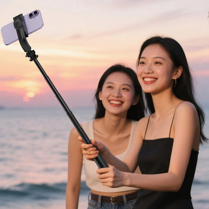 Premium 1.05m Selfie Stick with Drop-to-Open Tripod | Portable Aluminum Stand with Bluetooth Remote (E42)