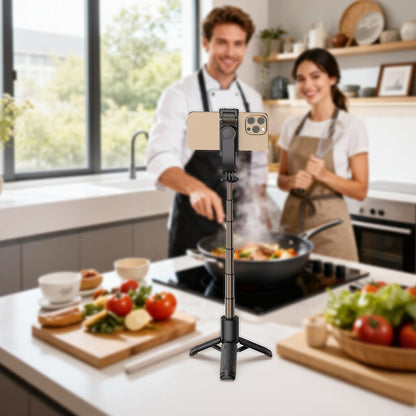 Premium 0.63m Selfie Stick with Drop-to-Open Tripod | Mini Portable Aluminum Stand with Bluetooth Remote (E43)