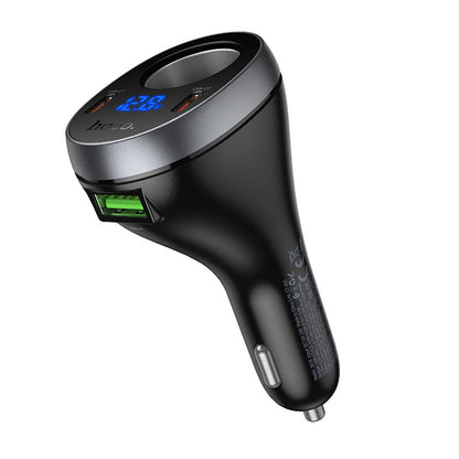 60W Super Fast Car Charger & Cigarette Lighter Splitter | 3 Ports (2 USB-C + 1 USB-A) & LED Display (Z61A)