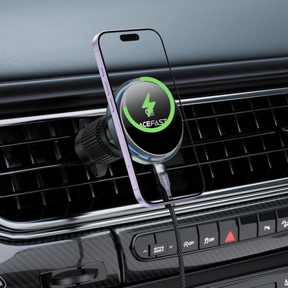 25W Qi2 Wireless Charging Phone Holder for Air Vent, with Active Cooling, Ambient Light (D61)