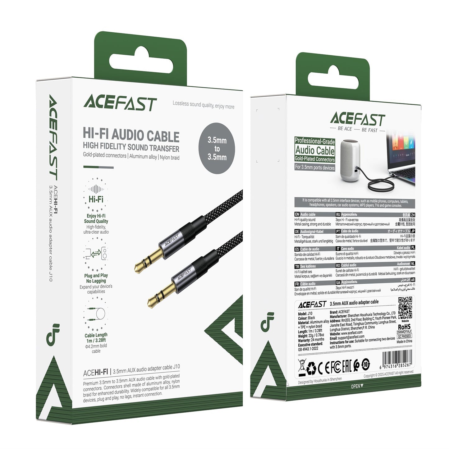 Premium Nylon Braided 3.5mm Aux Audio Cable (J10)