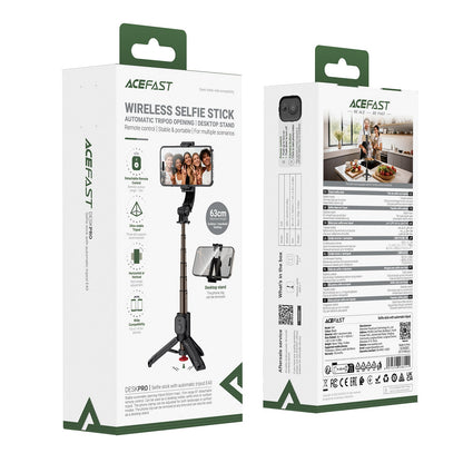 Premium 0.63m Selfie Stick with Drop-to-Open Tripod | Mini Portable Aluminum Stand with Bluetooth Remote (E43)