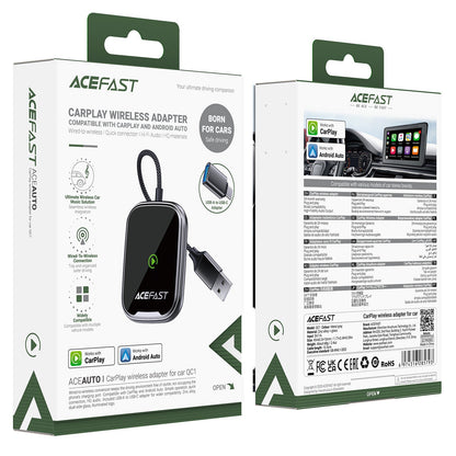 Wireless Adaptor for Apple CarPlay & Android Auto with USB-A & USB-C Plug (QC1)