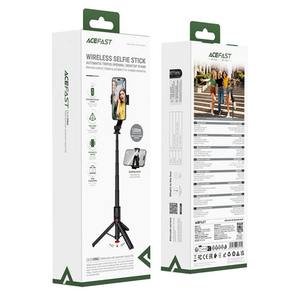 Premium 1.05m Selfie Stick with Drop-to-Open Tripod | Portable Aluminum Stand with Bluetooth Remote (E42)