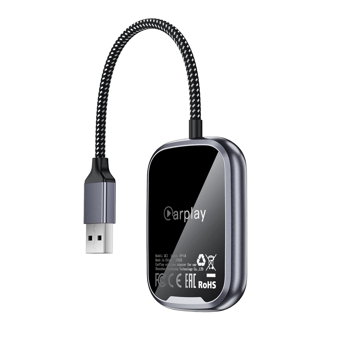 Wireless Adaptor for Apple CarPlay & Android Auto with USB-A & USB-C Plug (QC1)