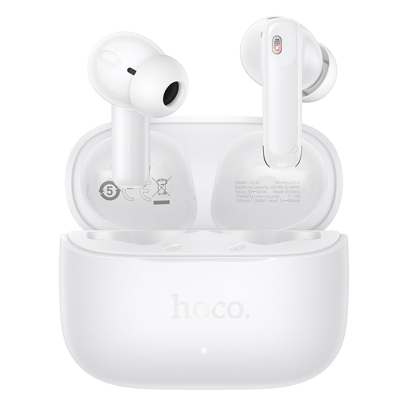 Semi-In-Ear TWS Earbuds with 7 Hours, Carry Case and Snap Hook (EQ30) White