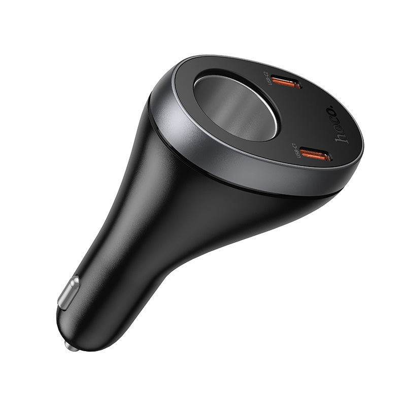 60W Super Fast Car Charger & Cigarette Lighter Splitter | 3 Ports (2 USB-C + 1 USB-A) & LED Display (Z61A)