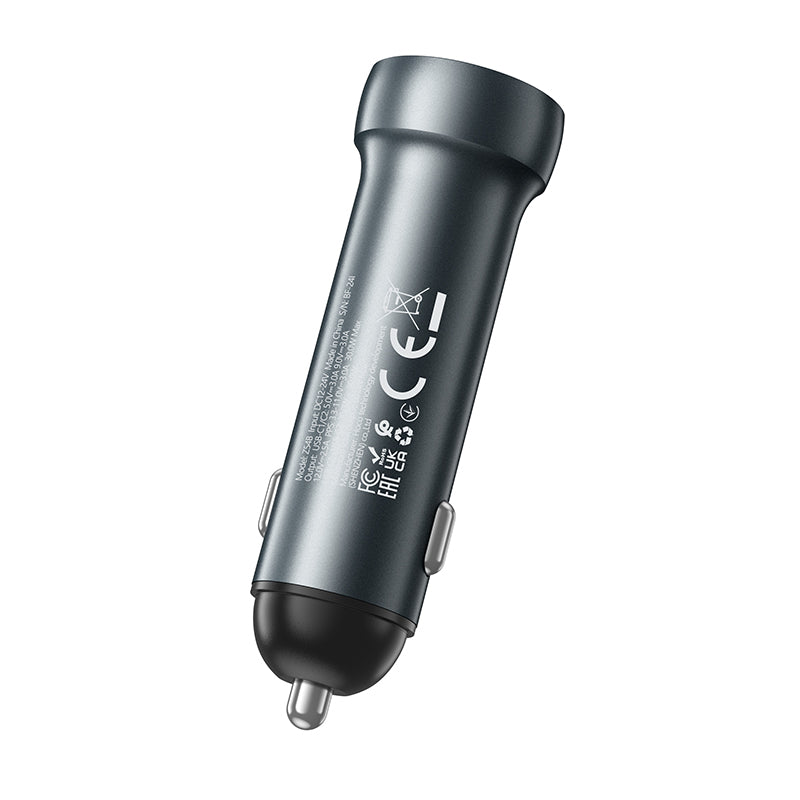 60W PD Dual USB-C Super Fast Car Charger with LED Ring Light (Z54B)