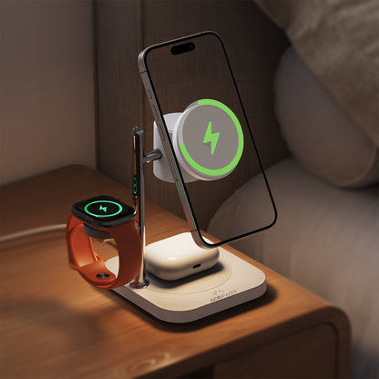 32.5W Qi2 Premium 3-in-1 Magnetic Wireless Charger with Night Ambient Light (E39)