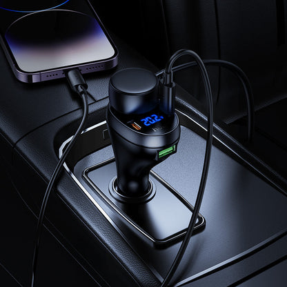 60W Super Fast Car Charger & Cigarette Lighter Splitter | 3 Ports (2 USB-C + 1 USB-A) & LED Display (Z61A)