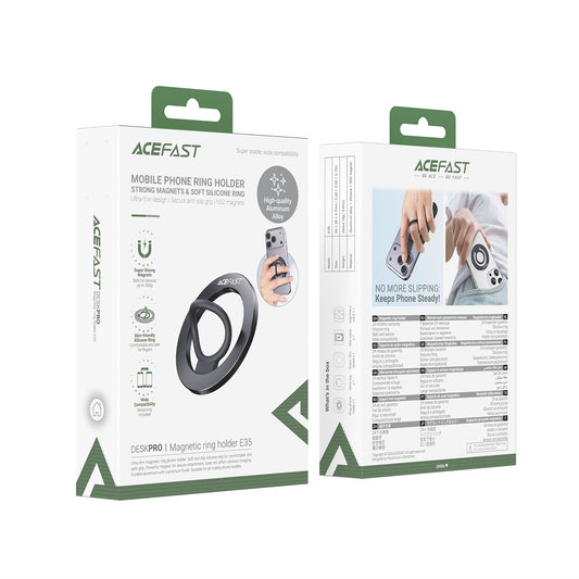 Ultra-Thin Magnetic Phone Ring Holder | Premium Aluminum & Silicone Grip Stand (E35)