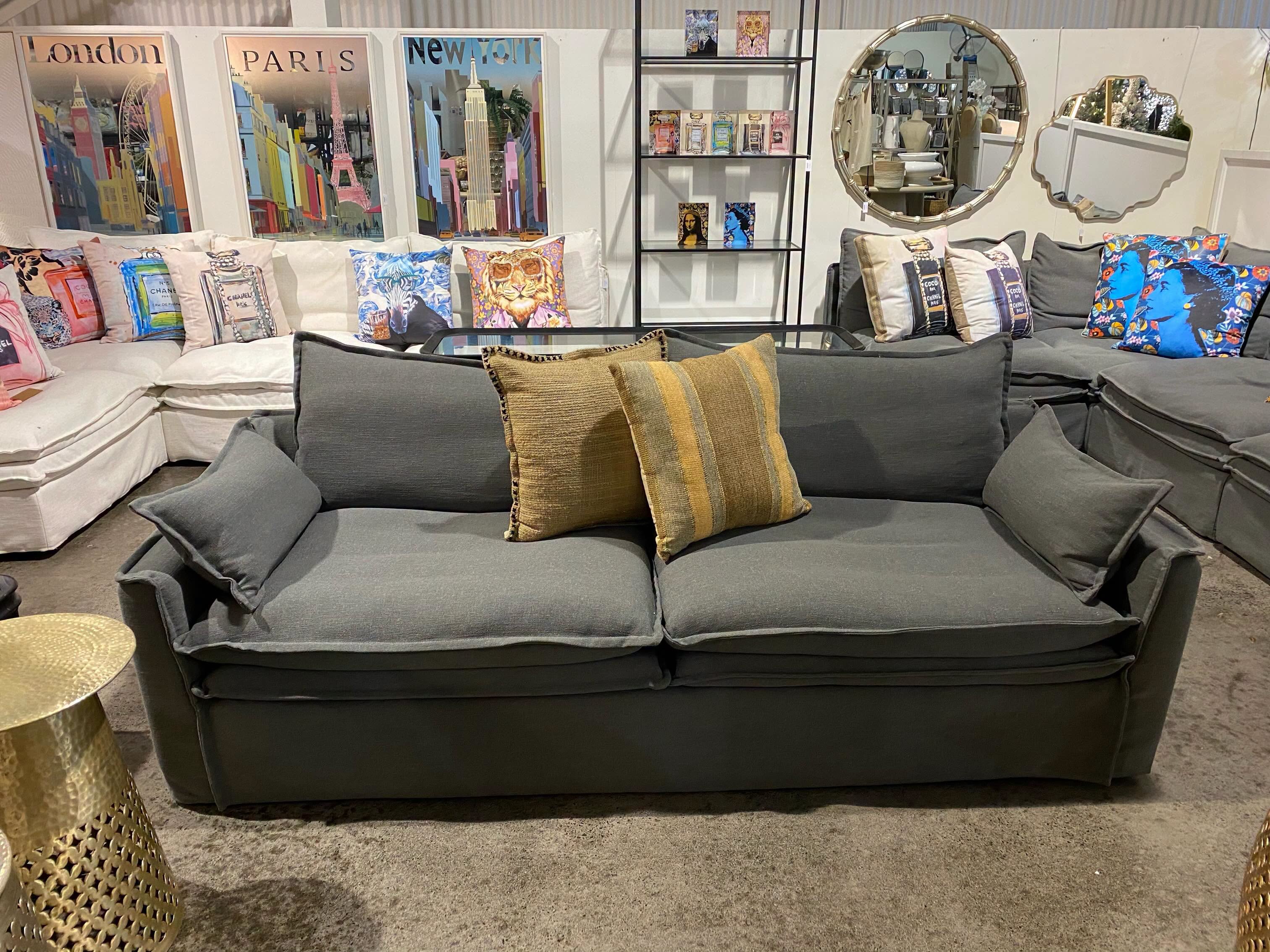 Atlanta 3 Seat Slipcover Sofa - Grey