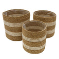 Round Cylinder Stripe Basket - Set of 3