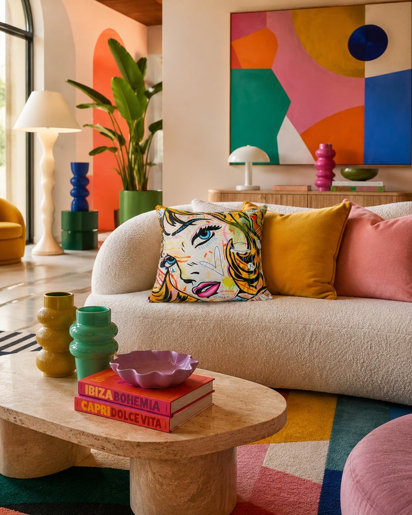 Pop Art Velvet Cushion - Comic Blonde