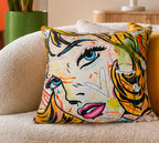 Pop Art Velvet Cushion - Comic Blonde