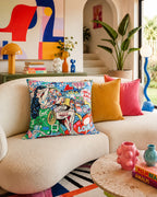 Graffiti Collage Velvet Cushion - Mon Amour