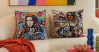 Graffiti Glamour Velvet Cushion - Diamonds