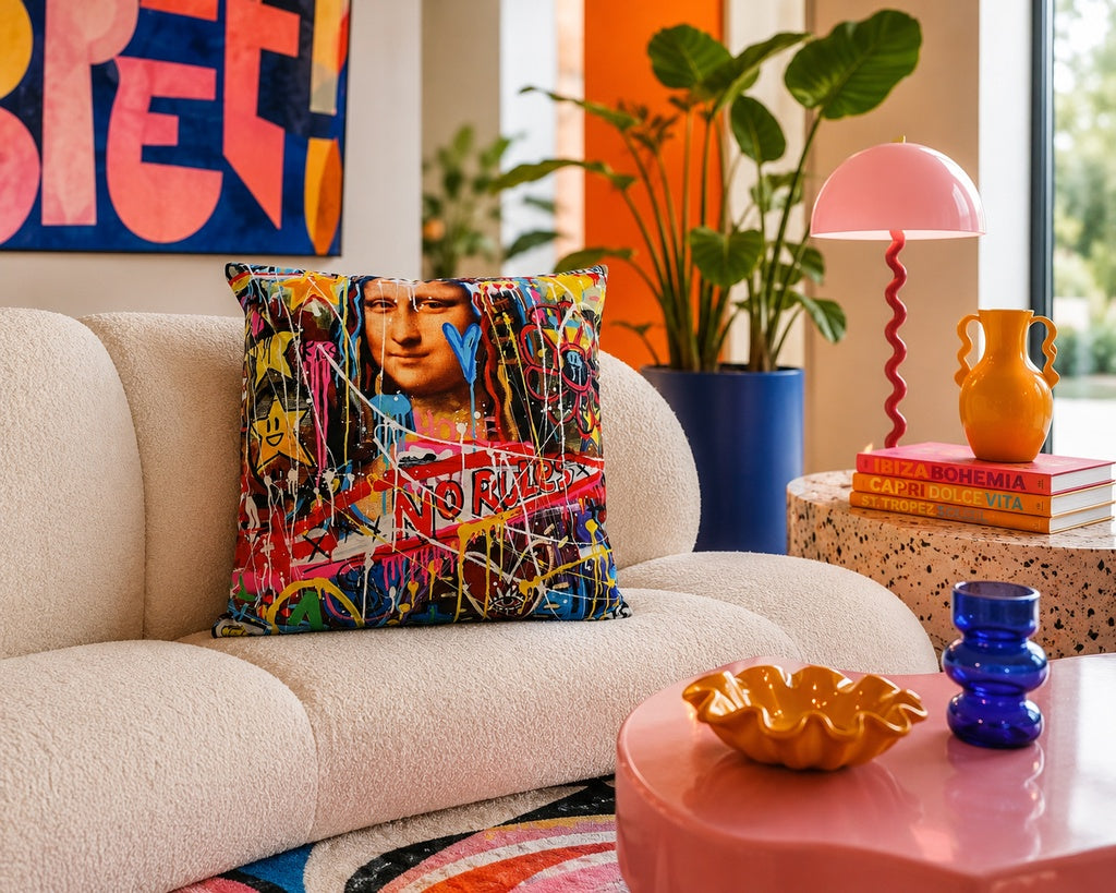 Graffiti Portrait Velvet Cushion - No Rules