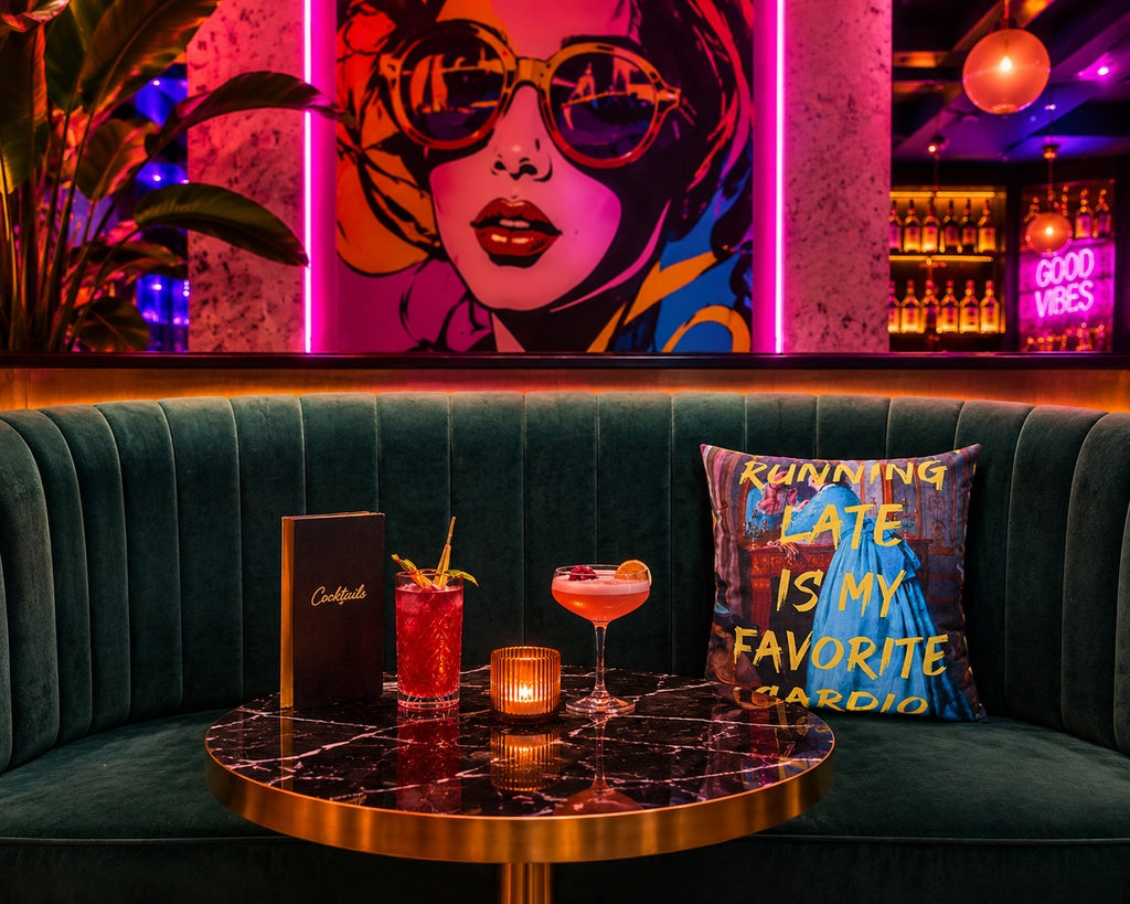 Slogan Velvet Cushion - Running Late