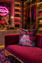 Slogan Velvet Cushion - Acquired Taste