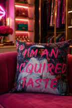 Slogan Velvet Cushion - Acquired Taste