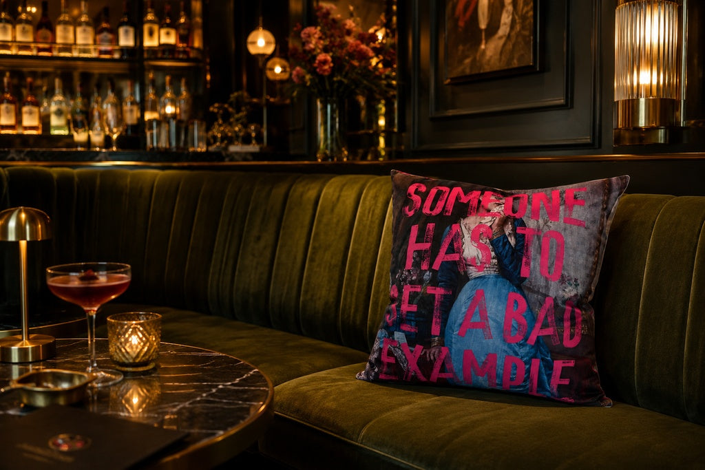 Slogan Velvet Cushion - Bad Example