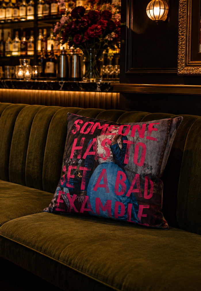 Slogan Velvet Cushion - Bad Example